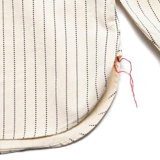  슈가케인 긴팔 셔츠 사탕수수 소설 로맨스 작업  화이트 와바시 스트라이프 - SUGAR CANE