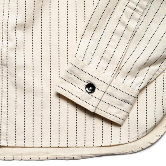  슈가케인 긴팔 셔츠 사탕수수 소설 로맨스 작업  화이트 와바시 스트라이프 - SUGAR CANE