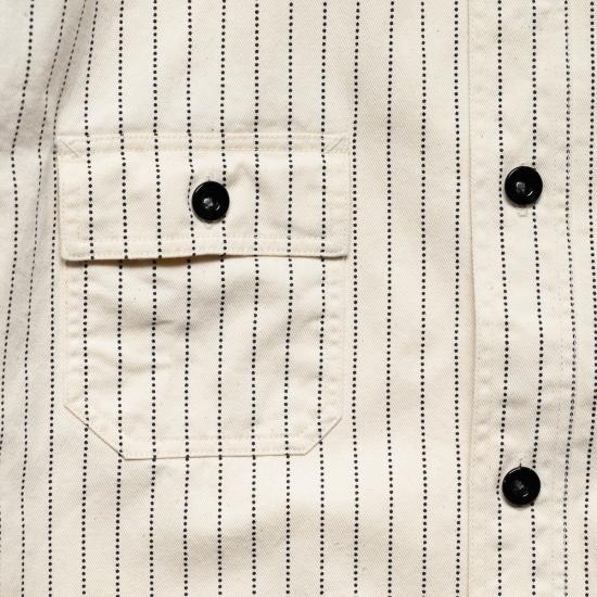  슈가케인 긴팔 셔츠 사탕수수 소설 로맨스 작업  화이트 와바시 스트라이프 - SUGAR CANE