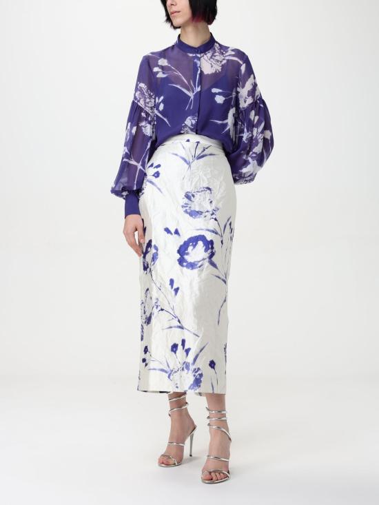 25SS 에르뎀 스커트 SS25S901RWCFTS CARNATION CYANOTYPE WHITE Cream - ERDEM