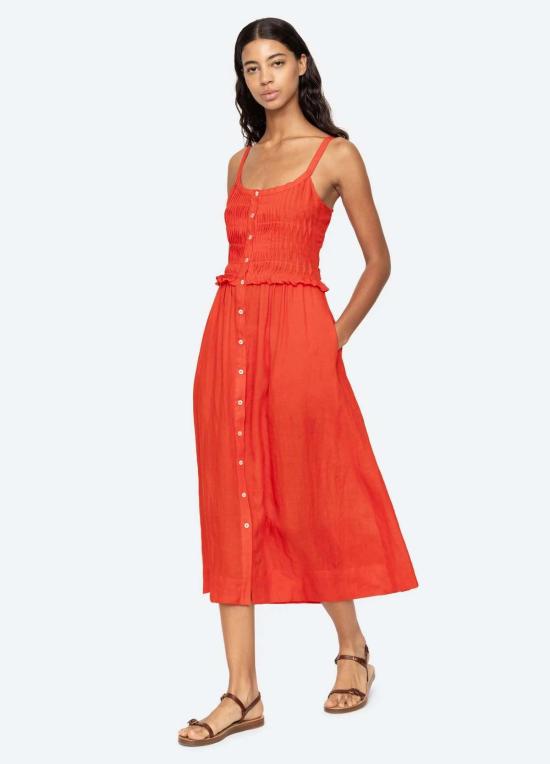  씨뉴욕 원피스 Sea Ny Zora 솔리드 탱크 버튼 다운 드레스 칠리