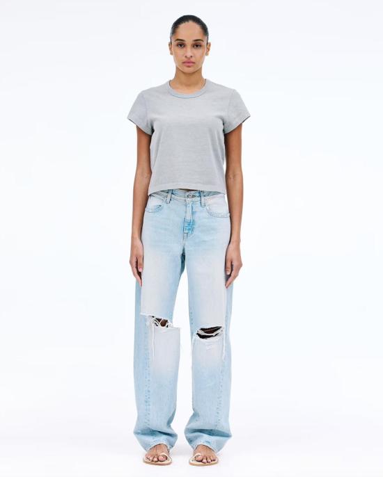  실버레이크 데님 팬츠 슬러브레이크 테스 롱 트위스티드 심 하트브레이크 호텔 블루