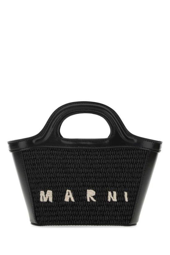 26SS 마르니 레더 & 라피아 트로피컬리아 마이크로백 BMMP0067Q0P3860 00N99 Black