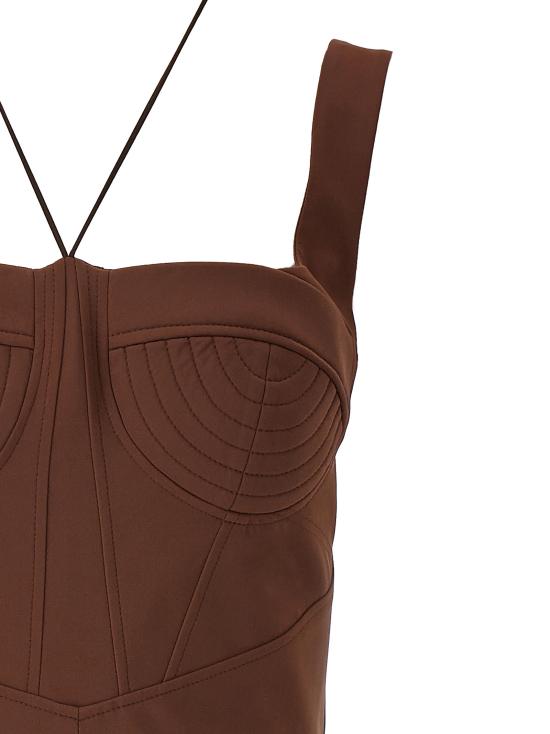 25SS 넨시 도자카 숏 원피스 NDSS25DR243BROWN Brown - NENSI DOJAKA