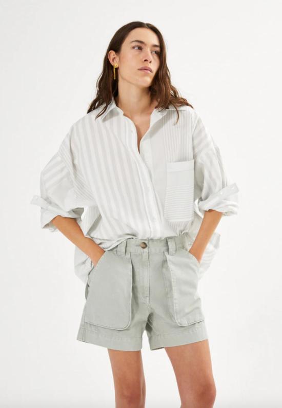  Rabens Saloner 민소매 티셔츠 레이븐스 살로너 바비 스트라이프 오버사이즈 버튼 다운 셔츠 - RABENS SALONER