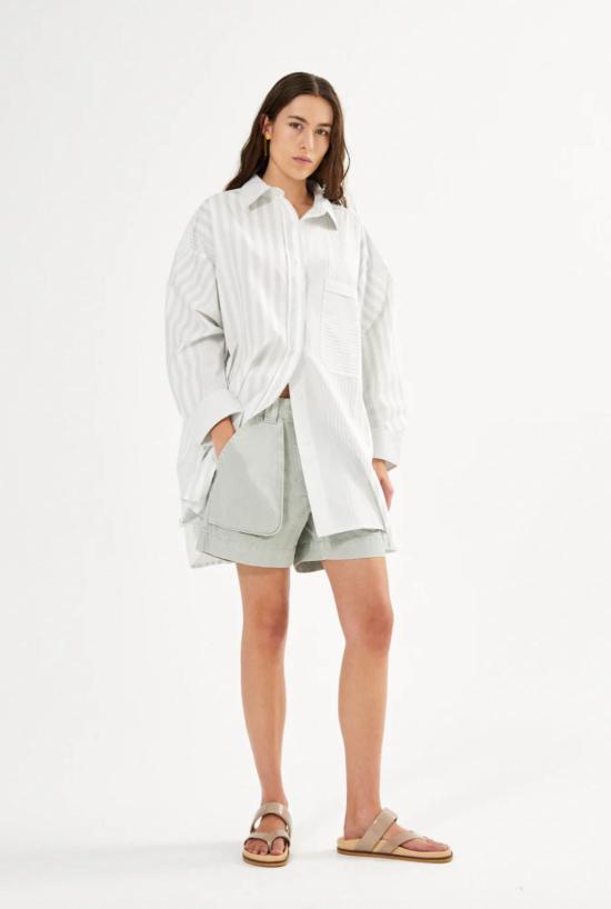  Rabens Saloner 민소매 티셔츠 레이븐스 살로너 바비 스트라이프 오버사이즈 버튼 다운 셔츠 - RABENS SALONER