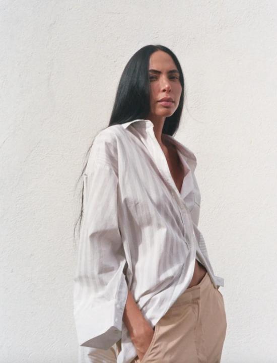  Rabens Saloner 민소매 티셔츠 레이븐스 살로너 바비 스트라이프 오버사이즈 버튼 다운 셔츠