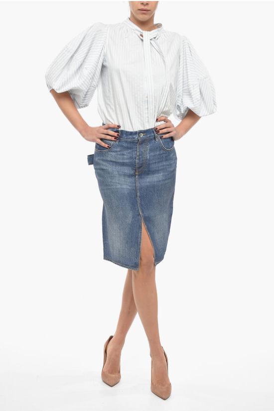  보테가베네타 미디 스커트 737211V30K0 3399 Blue - BOTTEGA VENETA