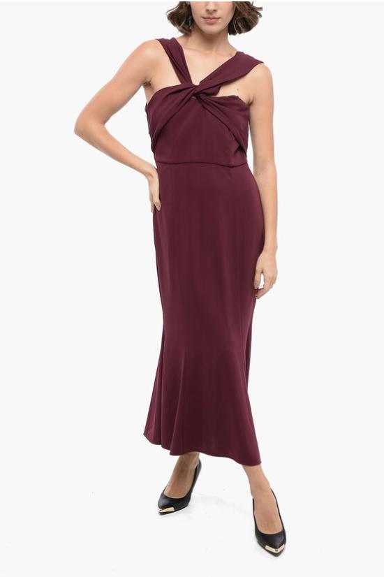  롤랑뮤레 원피스 RM PF23 033M BU MAROON ASYMMETRIC STRETCH CADY Burgundy