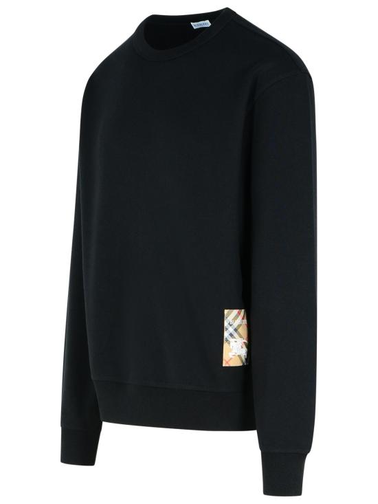 26SS 버버리 체크 라벨 코튼 스웨트셔츠 8101889A1189 Black - BURBERRY