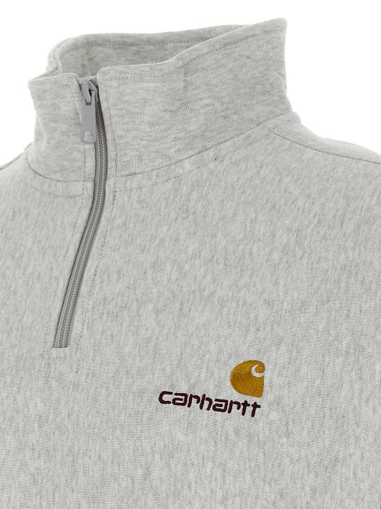 26FW 칼하트 WIP 하프 집 아메리칸 스크립트 스웨트셔츠 I027014482XX Gray - CARHARTT WIP