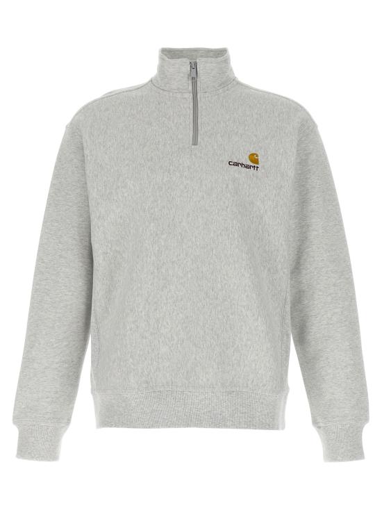 26FW 칼하트 WIP 하프 집 아메리칸 스크립트 스웨트셔츠 I027014482XX Gray