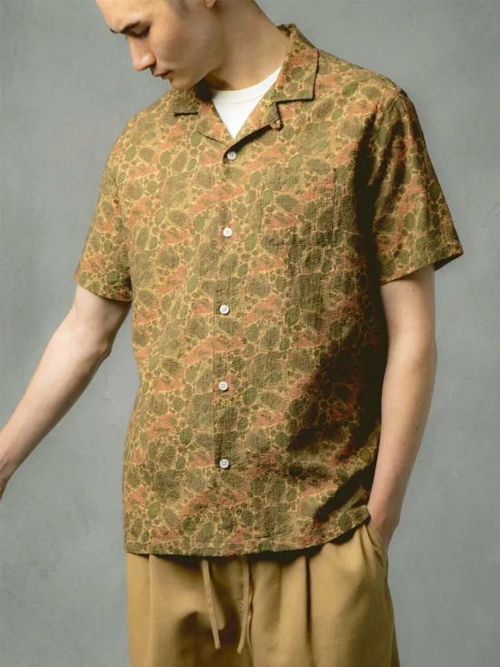  Kestin 반팔 셔츠 케스틴 크래먼드  올리브 마블 텍스처드 코튼 - KESTIN