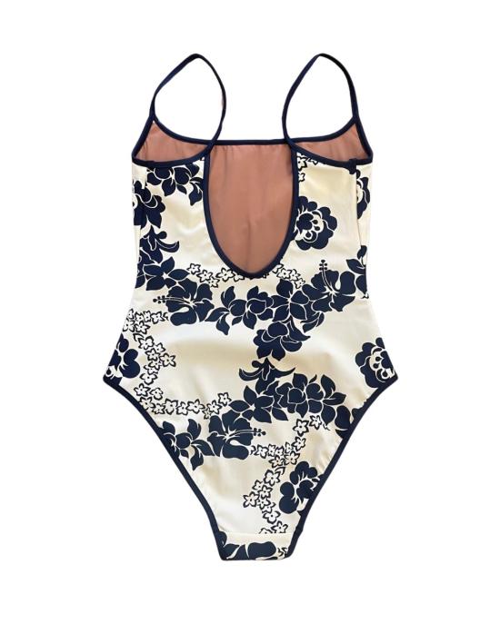  누 스윔 원피스 수영복 뉴 스윔 누들 수트 크림/블랙 히비스커스 - NU SWIM
