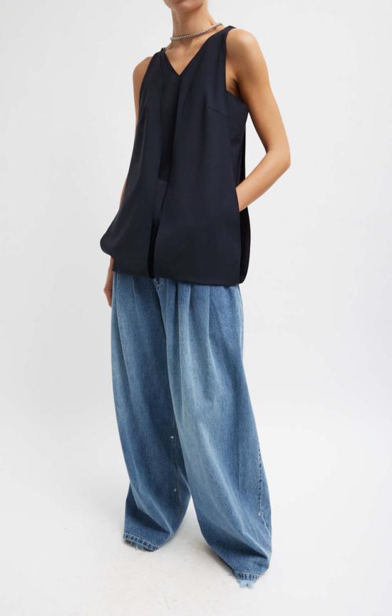  티비 튜닉 트로피컬 울 패널  네이비 - TIBI