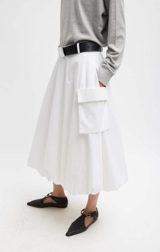  티비 롱 스커트 바이오 트윌 버블  옵틱 화이트 - TIBI