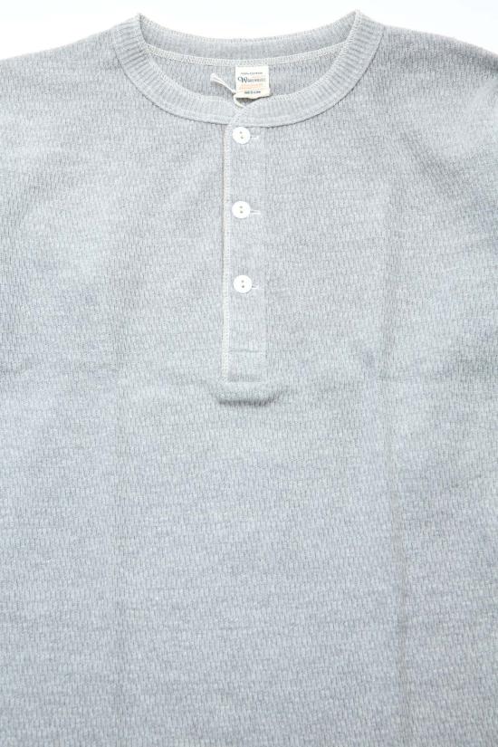  웨어하우스 긴팔 티셔츠 & 코. Lot 5904 4개 바늘 헨리넥 와플 긴팔 셔츠 헤더 그레이 - WAREHOUSE
