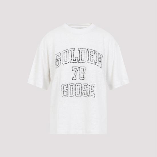 25SS 골든구스 반팔 티셔츠 GWP01874 P001891 11421 HERITAGE WHITE BLACK - GOLDEN GOOSE