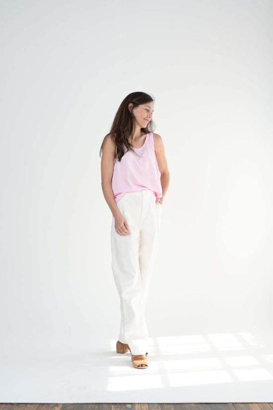  프라이빗 0204 민소매 티셔츠 실크 탱크 핑크 - PRIVATE 0204