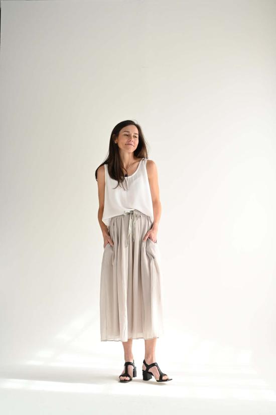  프라이빗 0204 민소매 티셔츠 실크 탱크 화이트