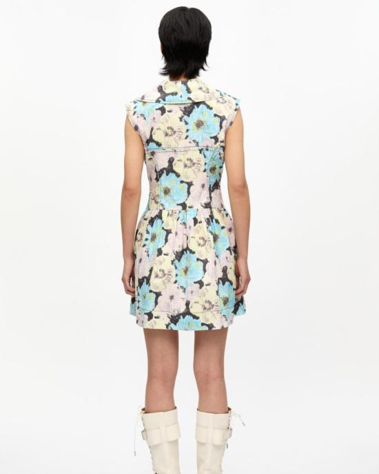  가니 숏 원피스 플로럴 프린트 코튼 미니 드레스 - GANNI