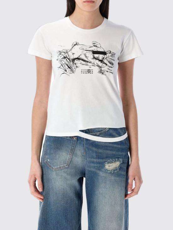 25SS MM6 메종마르지엘라 반팔 티셔츠 S62GD0199M20108 100 White