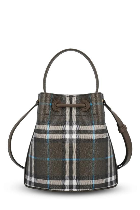 25SS 버버리 미니 체크 드로스트링 버킷백 8108303 DOM - BURBERRY