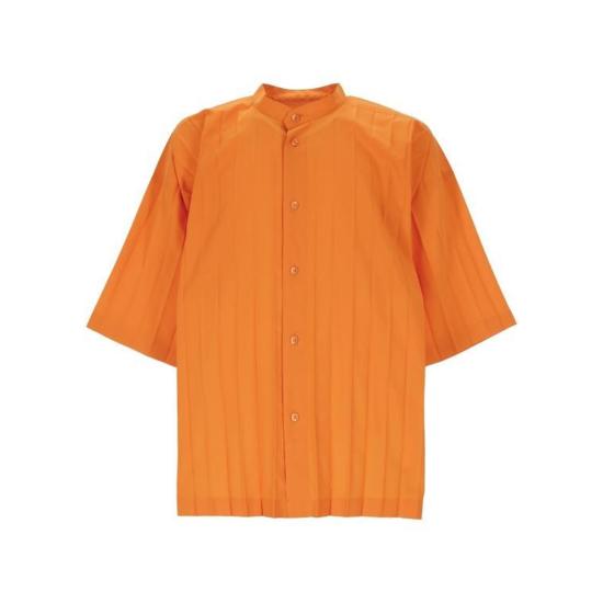 25SS 옴므 플리세 이세이 미야케 반팔 셔츠 HP56FJ30532 ORANGE DOM