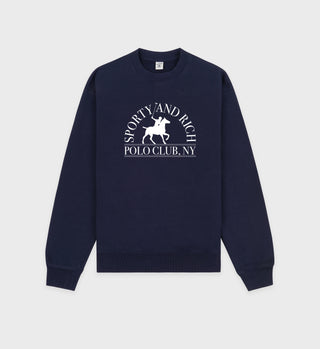  스포티앤리치 긴팔 티셔츠 ST071508501BL32 NAVY GOLD WHITE DOM