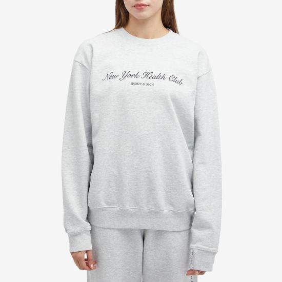  스포티앤리치 긴팔 티셔츠 ST071506043GY03 HEATHER GRAY NAVY DOM - SPORTY & RICH