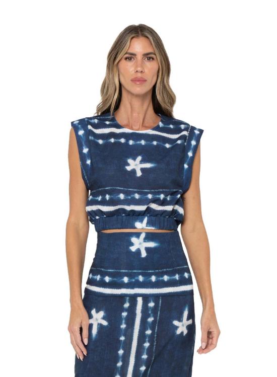  제이비큐 블라우스 Jbq 아니카 탑 인디고 시보리