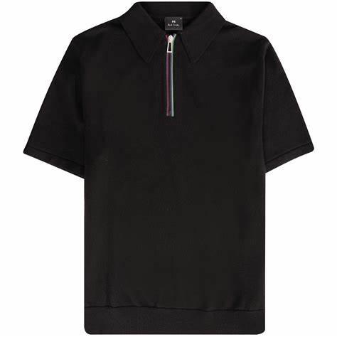  폴 스미스 하프 집업 코튼 피케 셔츠 M2R 085X P22356 79 BLACK DOM