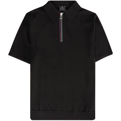  폴 스미스 하프 집업 코튼 피케 셔츠 M2R 085X P22356 79 BLACK DOM