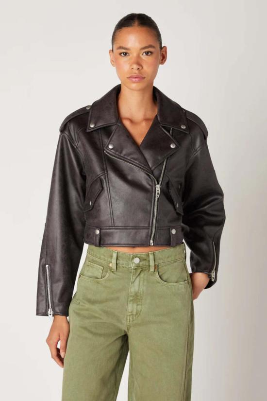  BLANK NYC 가죽 자켓 Blank Nyc 비하인드 더 씬 바이커 재킷 다크 그레이 - OTHER BRANDS