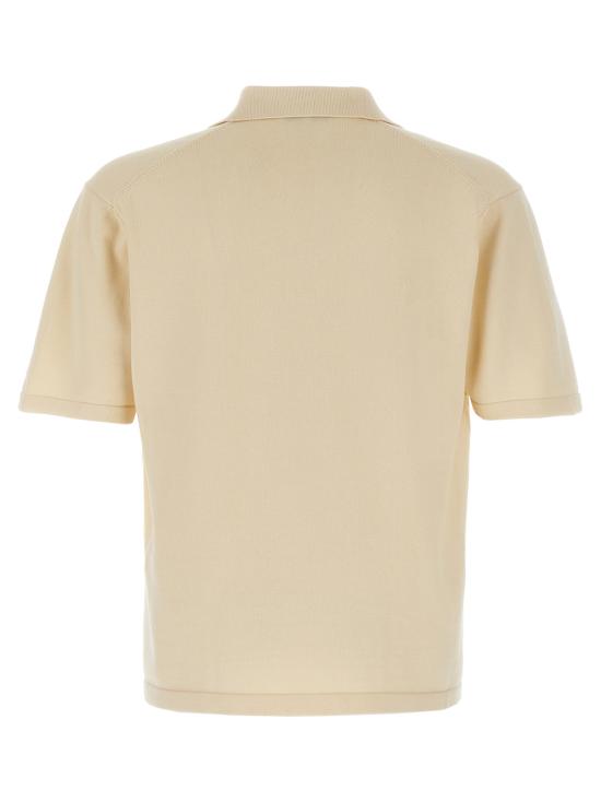 25SS 메종키츠네 볼드 폭스 헤드 자수 니티드 폴로 OM00205KT11350145 Beige - MAISON KITSUNE
