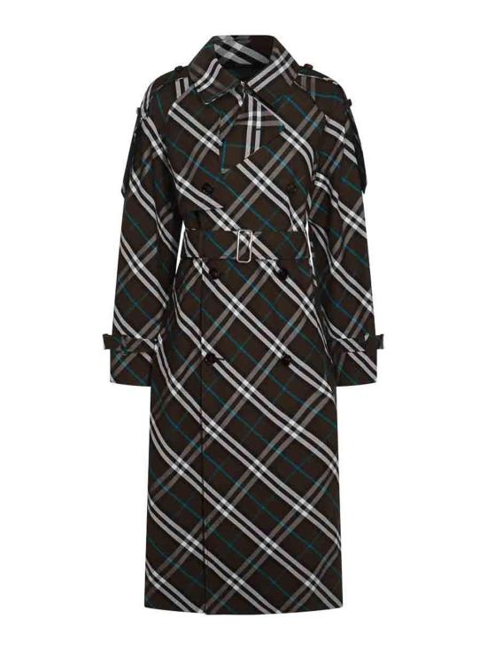 25FW 버버리 롱 체크 코튼 블렌드 트렌치 코트  8095300 Black