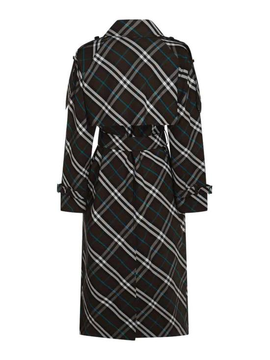 25FW 버버리 롱 체크 코튼 블렌드 트렌치 코트  8095300 Black - BURBERRY