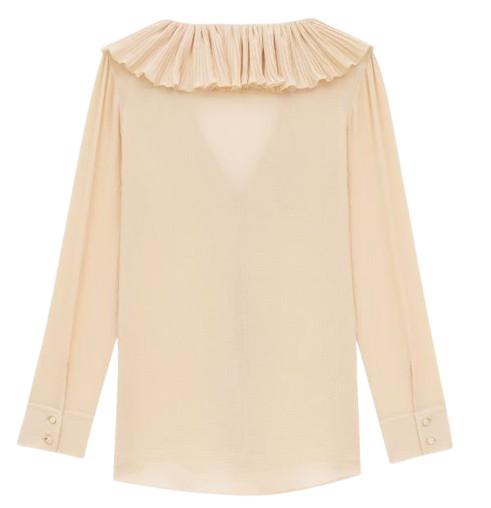 25SS 생로랑 러플 브이넥 블라우스 820973 Y3K459520 - SAINT LAURENT