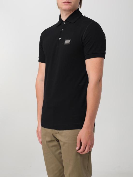 25FW 돌체앤가바나 로고 태그 코튼 폴로 셔츠 G8PL4TG7F2H N0000 Black - DOLCE & GABBANA