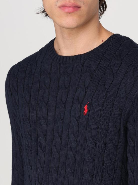 26SS 폴로 랄프로렌 로고 자수 케이블 니트 스웨터 710775885 001 Blue - POLO RALPH LAUREN