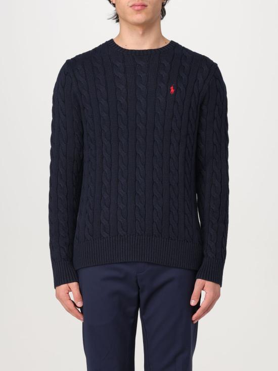 26SS 폴로 랄프로렌 로고 자수 케이블 니트 스웨터 710775885 001 Blue