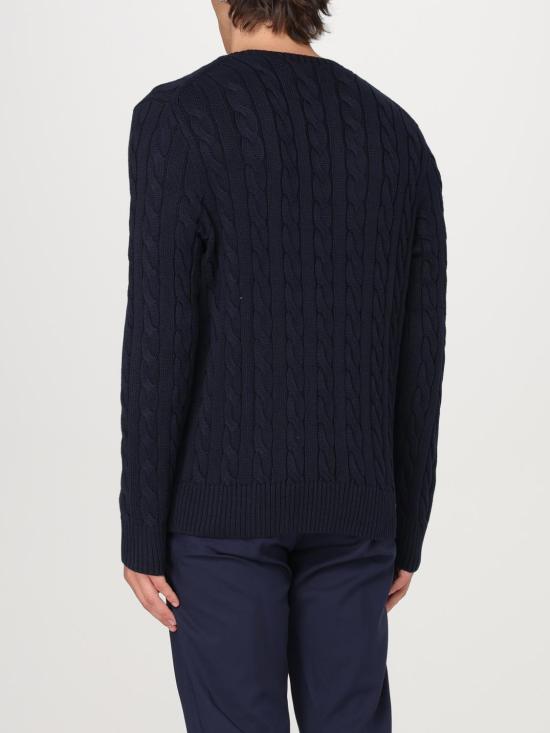 26SS 폴로 랄프로렌 로고 자수 케이블 니트 스웨터 710775885 001 Blue - POLO RALPH LAUREN