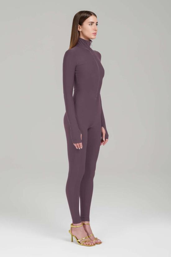  모노수트 긴팔 티셔츠 코코아 롱슬리브 터틀넥 지퍼업 풀바디수트 브라운 - MONOSUIT