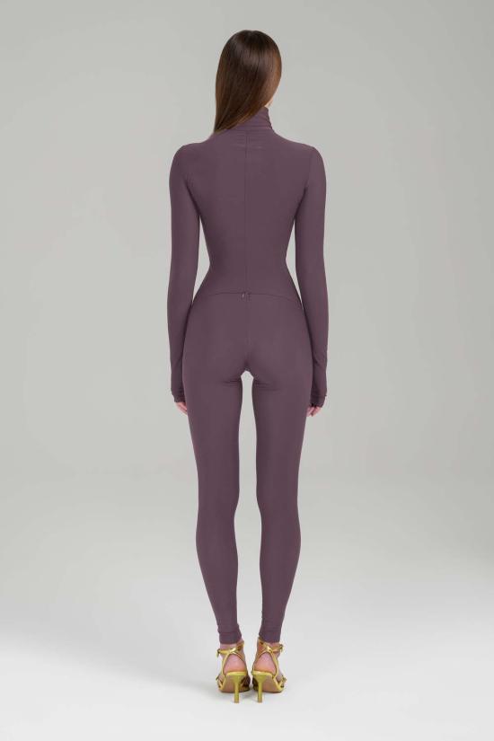  모노수트 긴팔 티셔츠 코코아 롱슬리브 터틀넥 지퍼업 풀바디수트 브라운 - MONOSUIT