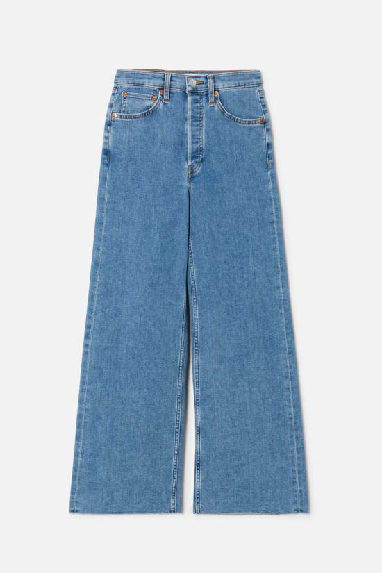  리던 데님 팬츠 다시/완료된 하이 라이즈 크롭 러니언