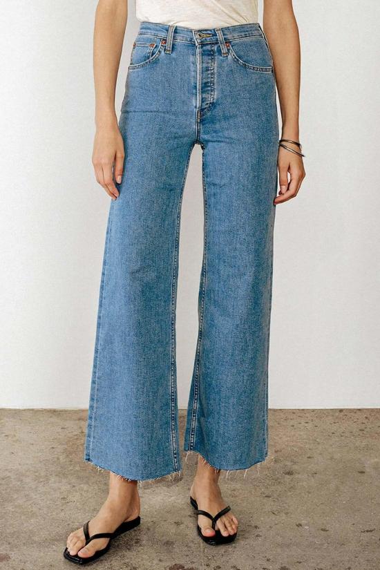  리던 데님 팬츠 다시/완료된 하이 라이즈 크롭 러니언 - RE/DONE