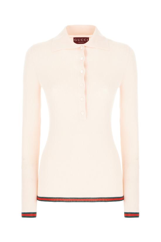 25SS 구찌 자수 캐시미어 실크 탑 810315XKD8J 5166 Rosa