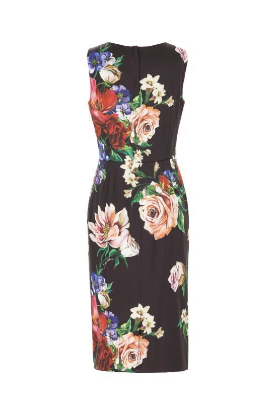 25SS 돌체앤가바나 미디 원피스 F6ZJ6TFSIB5 HN5PR BOUQUETFIORIANTICHIFONDONERO - DOLCE & GABBANA