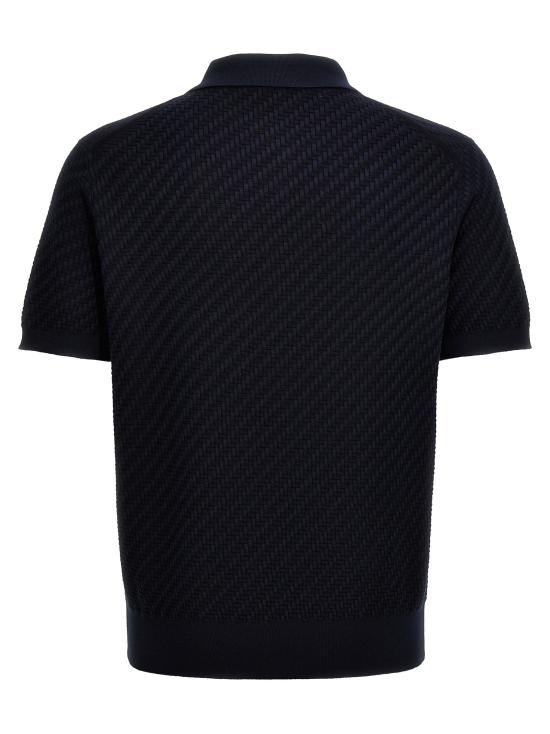26FW 브리오니 코튼 실크 캐시미어 트라마 위브 폴로 셔츠 UMR20OPAK224100 Blue - BRIONI