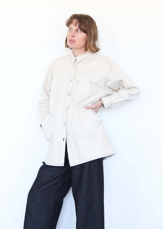  Jesse Kamm 데님 자켓 제시 캄 오쿠다 재킷 내추럴 W/슬레이트 스티치